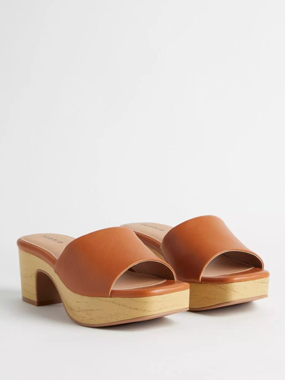 Wood Block Heel Mule — Cognac